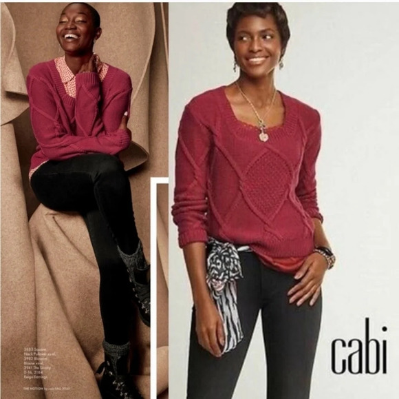 CAbi Mulberry square neck Pull over chuncky knit sweater Style 3883 - Picture 1 of 8